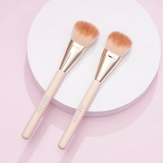 Angled Blush Brush, Blush Makeup Brush, Detail Blush Brush, Fluffy Blush Brushes for Cheeks, Contour Makeup Brushes, Power Contour Brush - Gold and Pink, 11L04B