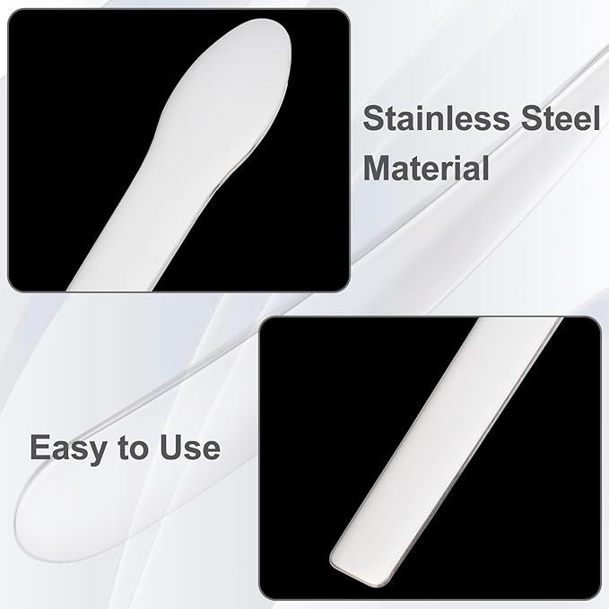 3pcs Mini Metal Makeup Spatula, Silver Reusable Cosmetic Cream Spatulas Spoon, Skincare Scoop Applicator Facial Massage Beauty Tools for Mixing and Sampling Face Eye Cream- 2.73"×0.43"