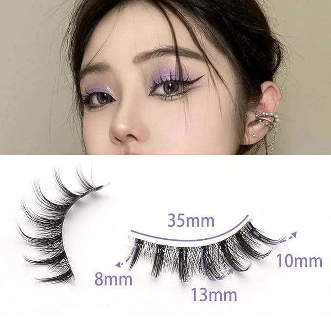Veleasha Manga Lashes Spiky False Eyelashes 100% Handmade Eyelashes Natural Look Fake Lashes Lightweight Lashes with Soft Clear Band 5 Pairs Pack (009)