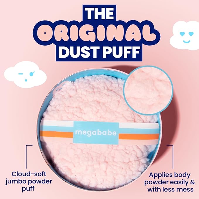 Megababe Body Powder Applicator - Dust Puff | Oversize (6” x 3”) Powder Puff | Powder Sold Separately