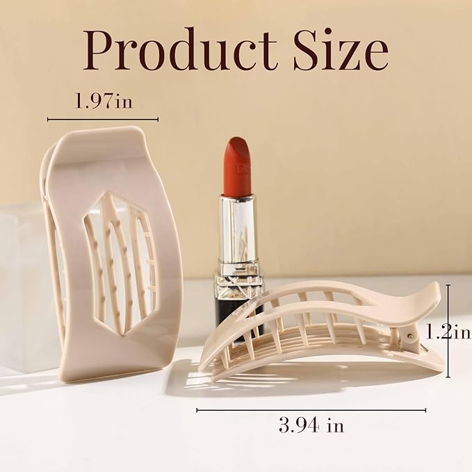 8 Pack Brown Flat Hair Clips for Women – Large Neutral Glossy No-Slip Rectangle Claw Clips for Thick & Thin Hair, Strong Hold Square Hair Accessories for Everyday Office or Coffee Look