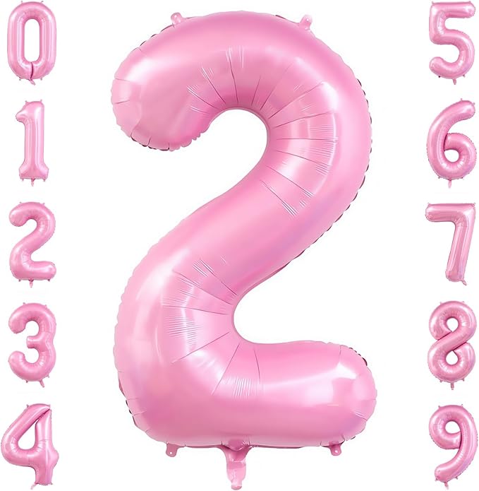 Pastel Pink 2 Balloon Number,40 Inch Light Pink 2 Balloons Large Helium Foil Mylar Number 2 Balloon for Birthday Party Anniversary Decorations