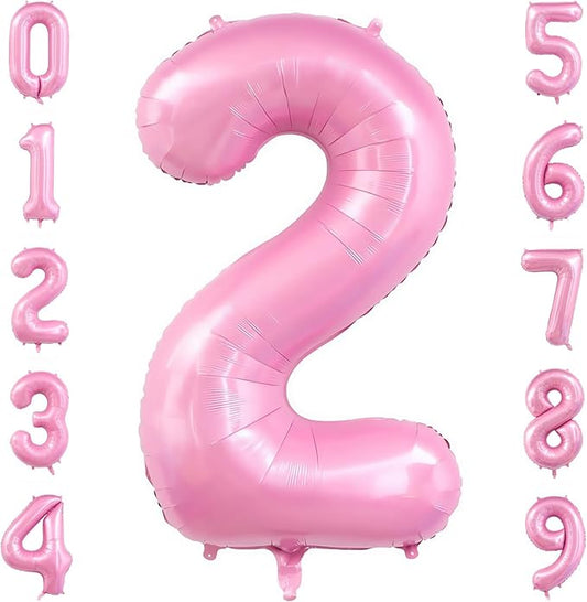 Pastel Pink 2 Balloon Number,40 Inch Light Pink 2 Balloons Large Helium Foil Mylar Number 2 Balloon for Birthday Party Anniversary Decorations