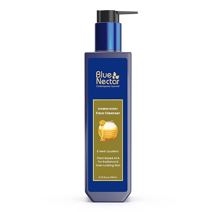 Blue Nectar Ayurvedic Honey and Aloevera Face Wash and Makeup Remover | Daily Facial Cleanser for Women and Men | All Skin Types (8 Herbs, 6.76 Fl Oz)