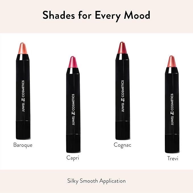 Juwel Cosmetics Retractable Lip Crayon, High Shine Long Lasting Lip Liner with Vitamins C & E, Shea & Cocoa Butter, Ultra Smooth Full Coverage Lipstick with Antioxidant Protection, Burlesque