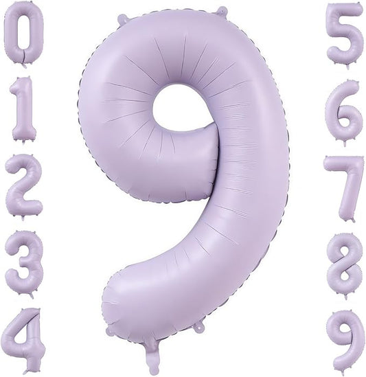 Pastel Purple 9 Number Balloons,40 Inch Light Purple 9 Balloons Large Helium Foil Mylar Purple Number 9 Balloon for Birthday Party Anniversary Decorations