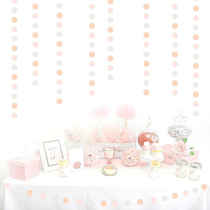 Pink-Silver Peach Birthday Party-Decorations Streamers - 52FT Hanging Paper Garland Banner,Baby Bridal Shower Engagement Anniversary Bachelorette Wedding Graduation Backdrop Decor Hugtmr