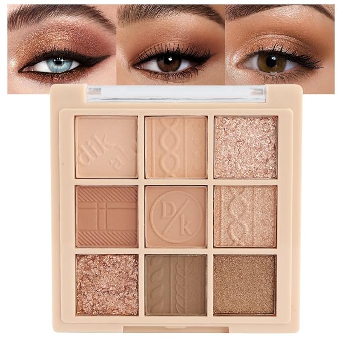 9Colors Neutral Eye Shadow Palette Eyeshadow Kit Nudes,Matte Glitter Natural Neutral Eyeshadow Palettes for Hazel Eyes Long Lasting Naturing-Looking Travel Eyeshadow Nude Palette