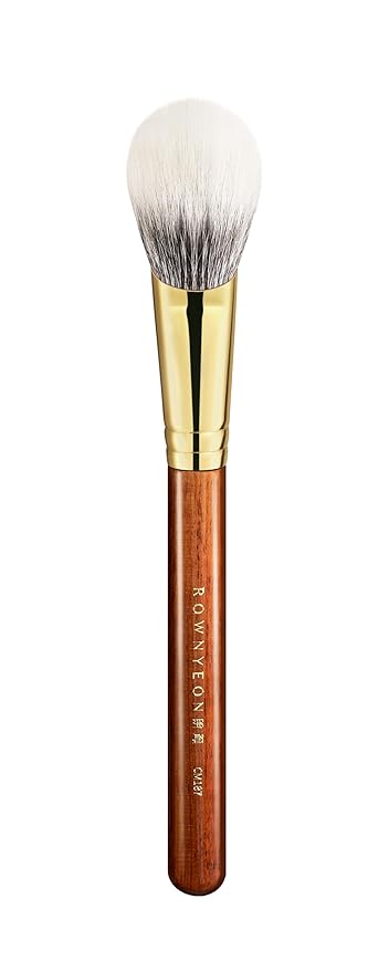 Desert Oak Series Fingertip Contour Brush - Finger-Shaped Dual Goat Hair for Seamless Blush & Sculpting, Bubinga Handle & Brass Ferrule (CM 187)