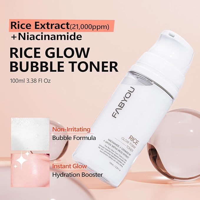 Rice Glow Bubble Toner 3.38 fl oz - Hydrating Milky Toner for Sensitive and Dry Skin, with Niacinamide and Rice Extract to Support Radiant Skin, Easy-to-Carry Size for Daily Korean Skincare Routine