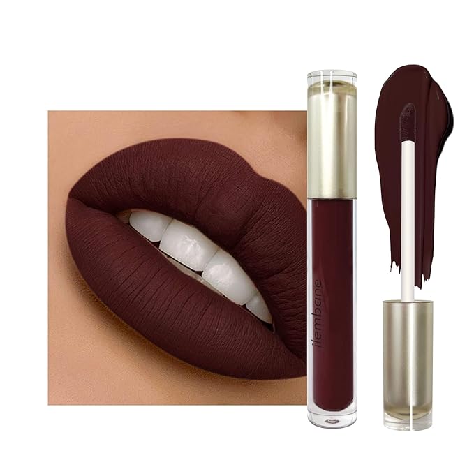 Drak Brown Matte Liquid Lipstick Stay Long Lasting, Highly Pigmented Rich Lip Colors, Smudge-Proof, Waterproof, Transfer-Resistant（Chocolate）