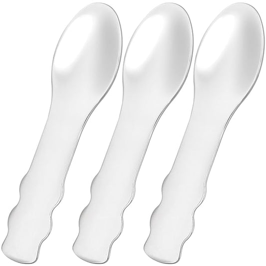 3pcs Mini Metal Makeup Spatula, Reusable Cosmetic Cream Spatulas Spoon, Skincare Scoop Applicator Facial Massage Beauty Tools for Mixing and Sampling Face Eye Cream- Silver