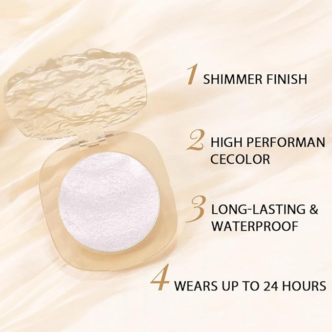 Light Pink Cream Glitter Shimmer Metallic Eyeshadow Palette Makeup, Natural Single Mini Instant Holographic Eyeshadow For Women, Sombras Crema Para Ojos, Talc, Paraben & Cruelty Free