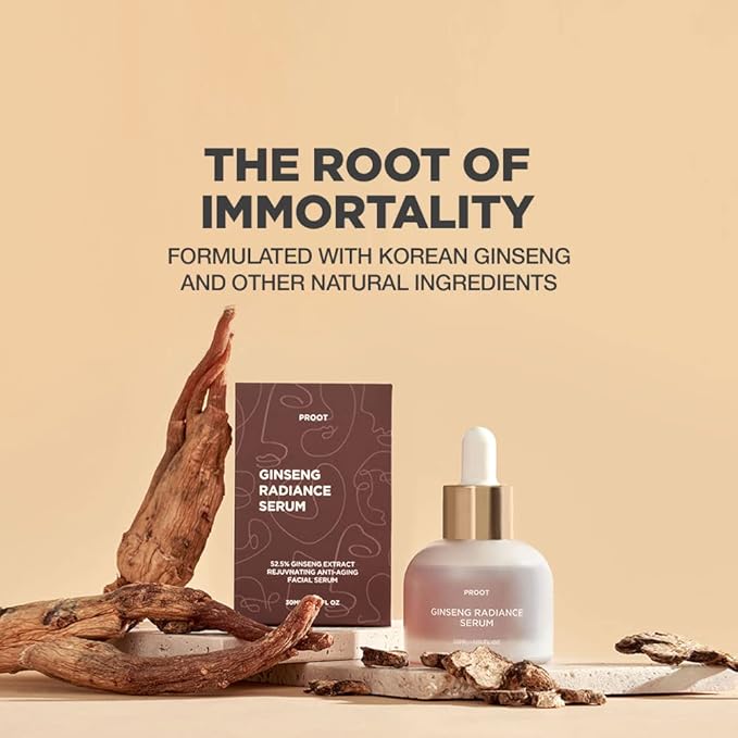 PROOT Ginseng Serum | Ginseng Serum with 52.5% Korean Ginseng Extract | Korean Ginseng Serum Formulated with Ginseng Extract, Hyaluronic Acid & WGF Complex-3 | Korean Ginseng Skin Care Technology