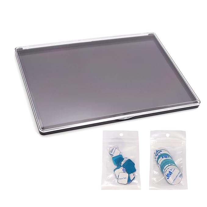 XL Large Empty Magnetic Eyeshadow Palette with Clear Top, Travel Makeup Organizer with 40Pcs Adhesive Metal Stickers For DIY Your Own Powder Palette (XL Large - 9.25'x6.57')