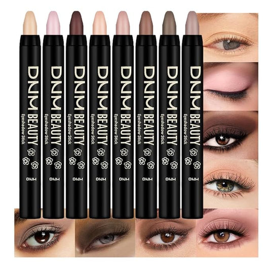 Kaely 8Pcs Cream Eye Shadow Sticks Set, Matte Eyeliner Pencil Eyeshadow Palette Makeup, Eye Highlighter Brightener Stick for Older Women Waterproof Pigmented, sombras para ojos, New-13