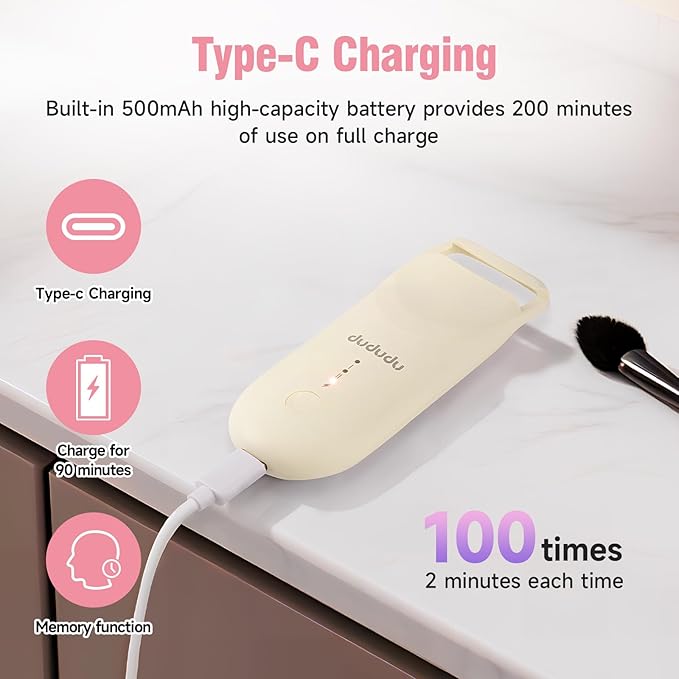 DUDUDU Heated Eyelash Curler, Portable Travel-Size Mini Electric Heated Lash Curler - 2-Level Adjustable Temp & Type-C Recharge, 10S Heat 3S Style 24H Lift for Long-Lasting Natural Effortless Curves