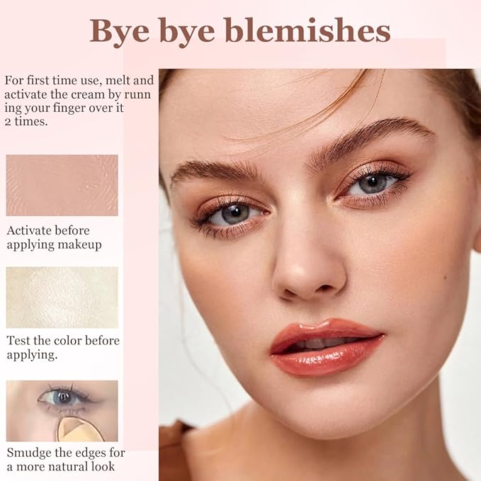 Colored CC Undereye Corrector, Eye Concealer Undereye Color Corrector for Dark Circles, Clay Neutralizing Makeup Under Eye Hydrating Concealer with Brush (Light-Medium Peach & 2 Brushes, Small)