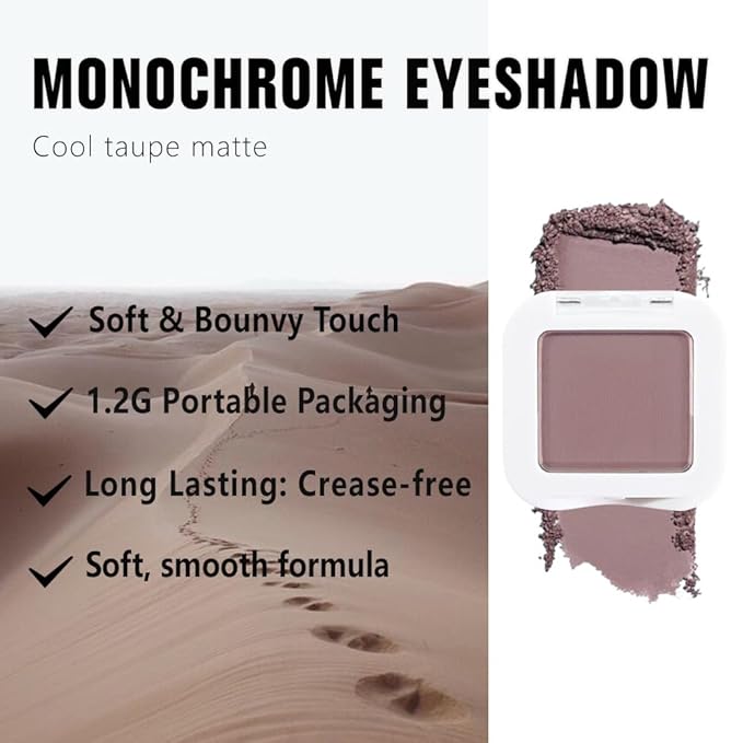 Matte Single Eye Shadow Palette Makeup, Matte Mauve Taupe Monochrome Eyeshadow For Old Women, Mini Single Pressed Pigmented Waterproof Sombras Para Ojos,Vegan, Talc, Paraben&Cruelty Free, 05