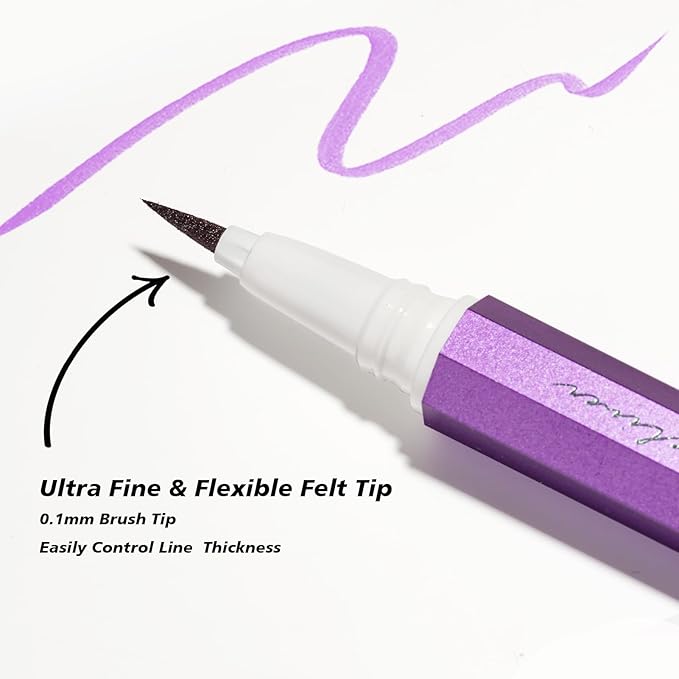Liquid Eyeliner, Purple Eyeliner Pen, Long Lasting Colored Eyeliner Purple, Felt Tip Applicator for Precise Line, Smudgeproof, Easy to Use, Body Art Use (Lavender Whisper)