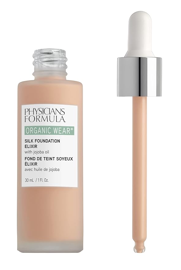 Physicians Formula Organic Wear All Natural Liquid Foundation Elixir Fair, Full Coverage | Dermatologist Tested, Clinicially Tested, 01 - Fair