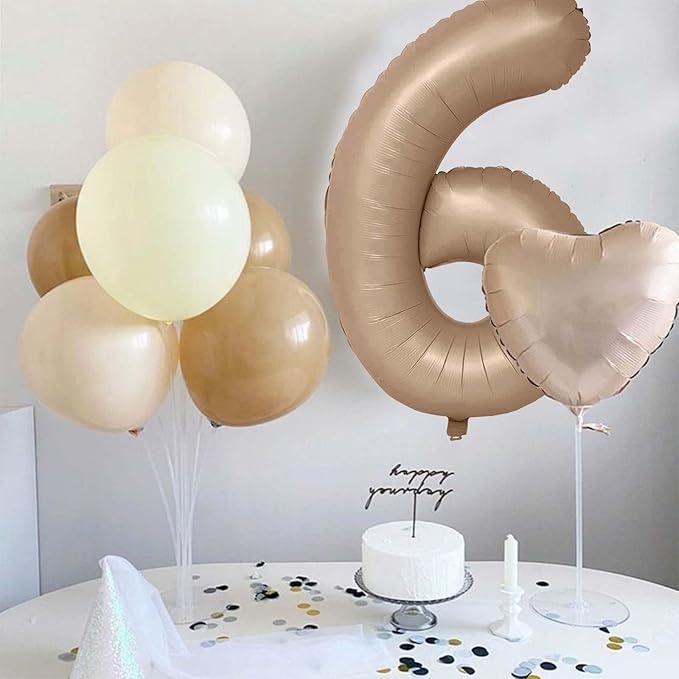 Apricot Number 3 Balloon for Girls Boys, 40 Inch Large Nude Number 0-9 Foil Balloons Set, Tan Digital 3 Balloons for Women Men Birthday Graduation Anniversary Party Decorations Celebration Supplies