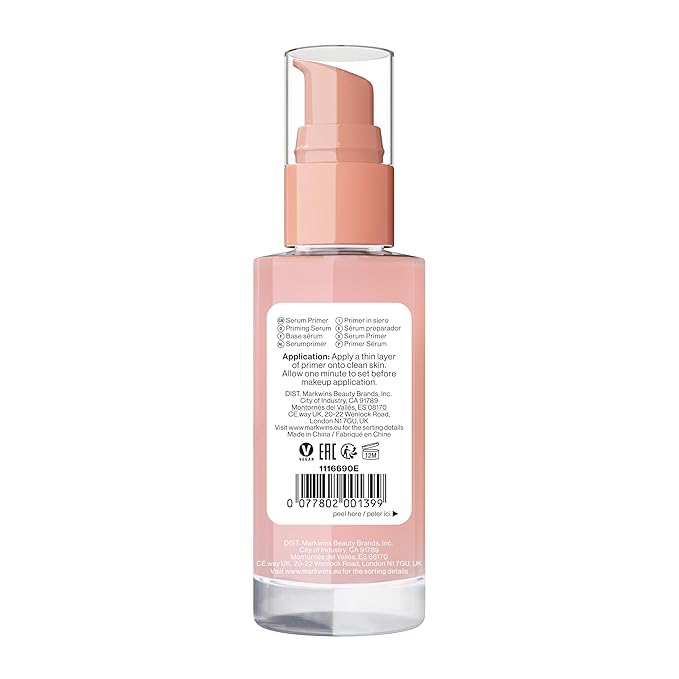 wet n wild Prime Focus Clingy Serum Primer, Hydrating & Brightening with 5% Niacinamide & 8% Glycerin, Long-Lasting 16-Hour Wear, Dewy Finish Skin-Enhancing Formula, Cruelty-Free