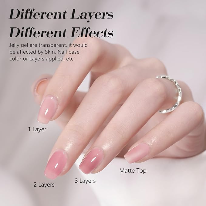 CANNI Soft Pink Jelly Gel Polish – 9ML Translucent Sheer Nude Soak-Off UV/LED Gel Nail Polish for DIY Manicure or Salon Use