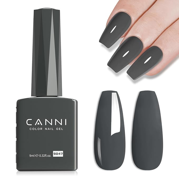 CANNI Gray Gel Nail Polish, 1Pcs Grey Nail Polish Gray Color High Gloss Soak Off U V Gel Nail French Nail Manicure Salon DIY