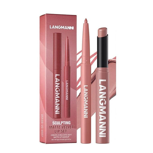 Lip Liner + Lipstick Set (12 Shades Available) -Matte Lipstick for Women, Silk Finish Hydration Lip Kit, Waterproof Smooth Creamy Texture, Bold to Nude Shades for Daily & Party Wear, Makeup Gift (01)