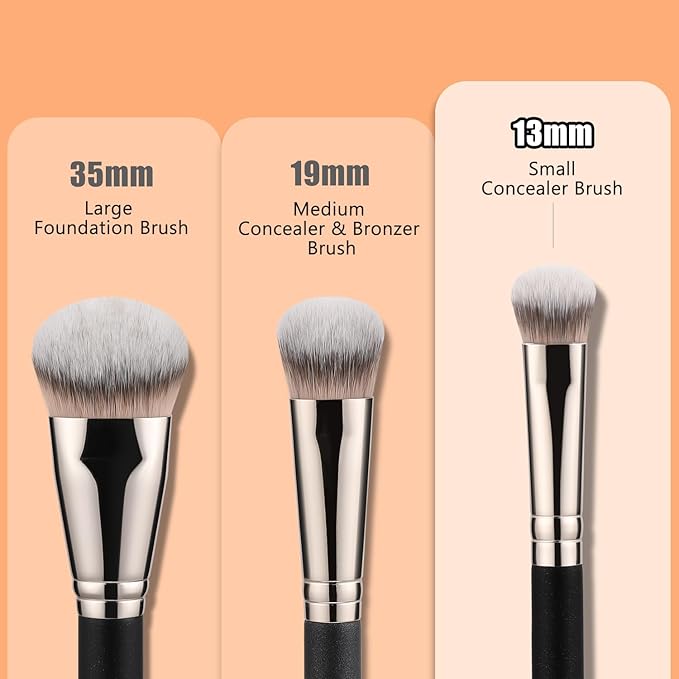 TEOYALL Under-Eye Concealer Brush, Small Flat Angled Synthetic Bristles Flawless Coverage Multitask Brush with Liquid Cream Powder