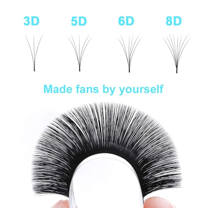 Volume Lash Extensions 0.07 D Curl 16-22mm Mixed Tray Easy Fanning Volume Lashes Matte Black Self Fan Eyelash Extension Supplies (0.07-D, 16-22mm Mix)