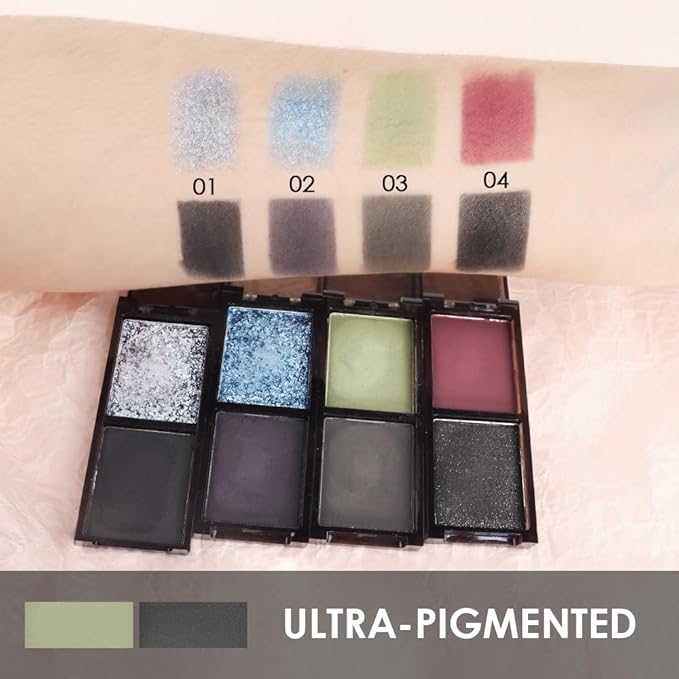 AMY'S DIARY 2 Color Matte Green Dark Green Eyeshadow Palette – matte Shades eye shadow for Eye Makeup, Long-Lasting & Highly Pigmented, Vegan & Cruelty-Free for woman (03# green black)