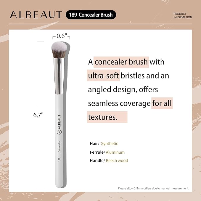 Concealer Brush, Angled Brightening Concealer Makeup Brush Under Eye Blending Brush Kitten Paw (189 concealer)