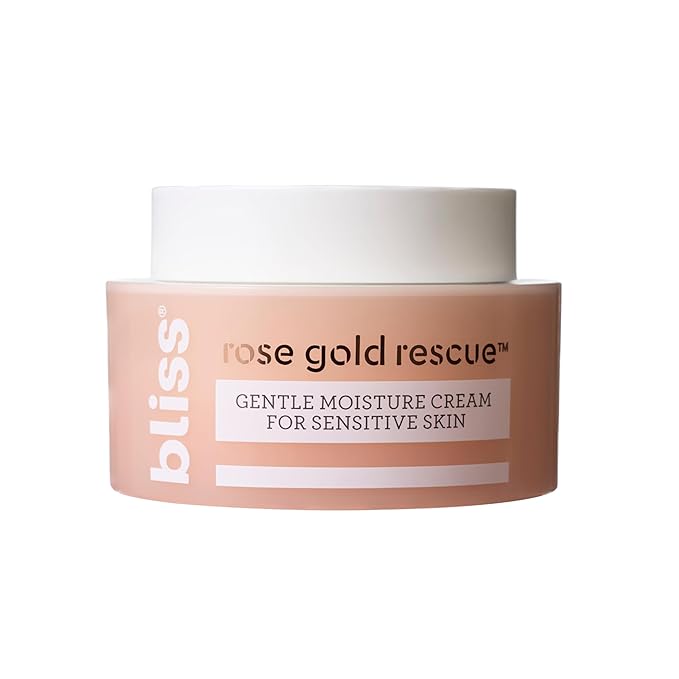 Bliss Rose Gold Rescue Gentle Moisturizer for Sensitive Skin | Fragrance-Free, Calming Daily Hydration with Rose Water & Colloidal Gold| 1.7 oz