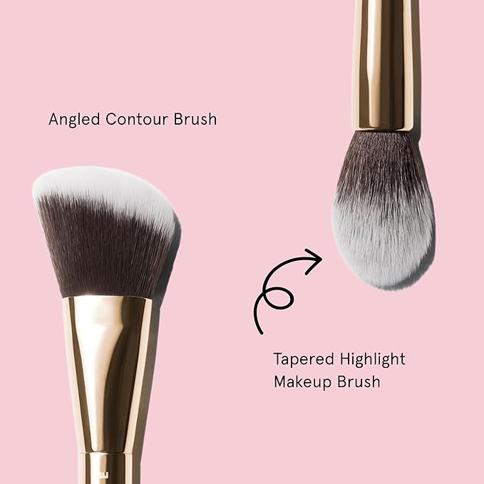 Beauty Pie Double-Ended Sculpt & Blush Brush 012 – Professional Angled Contour & Tapered Highlight Makeup Brush – Vegan, Cruelty-Free Synthetic Bristles – Sculpt, Blend & Highlight in One Tool
