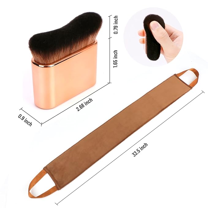 Yoseng 2-in-1 Self Tanner Brush Kit - For a Flawless & Easy Self-Tanning Experience, Rose gold kit