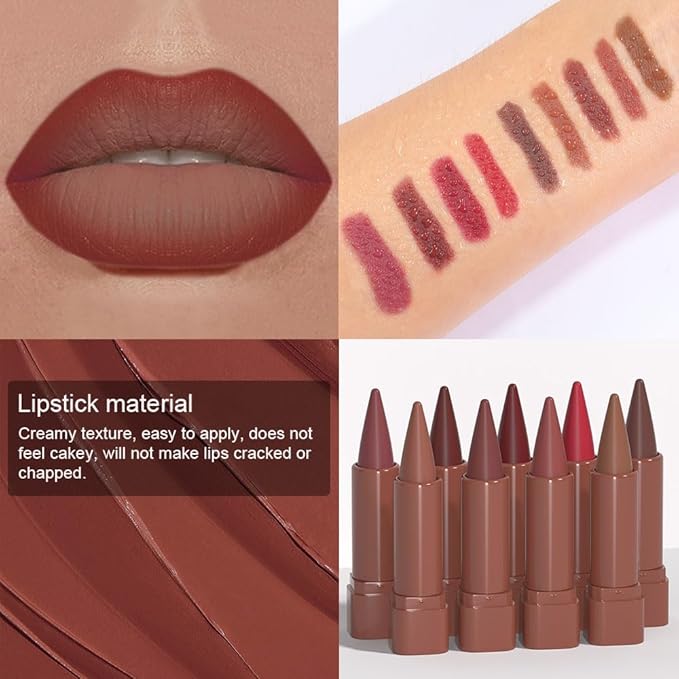 BINGBRUSH 2-in-1 Gradient Lip Liner & Lipstick Combo,2Pcs Matte Longwear Waterproof Lip Pencil with Cone Tip,Smudge Proof Crayon for Flawless Ombre Contour,Women's Long Lasting Makeup Set(02#&03)