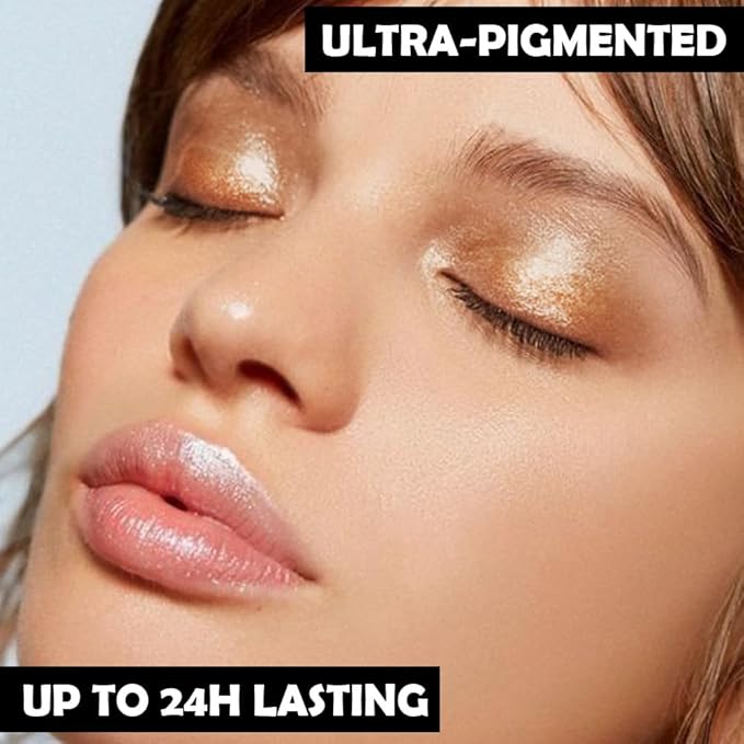 Eyeshadow Single Glitter, High-Pigment Monochrome Eye Shadow Pressed Powder, Everyday Velvety Silky Eye Makeup Looks, Professional Long-Lasting Waterproof Single Eyeshadow Palette, Champagne Gold 06