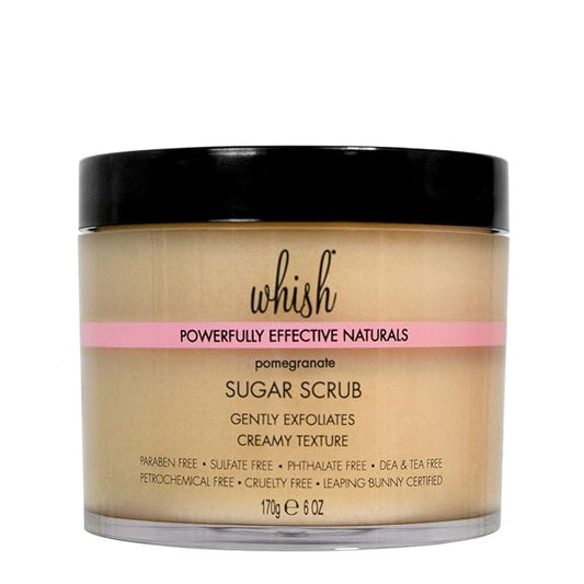 Whish Beauty Pomegranate Exfoliating Sugar Scrub - Body Scrub for Women - Brown Sugar Exfoliator with Raspberry, Aloe, & Shea Butter - Gentle on All Skin Types - Paraben & Sulfate Free - 8 oz