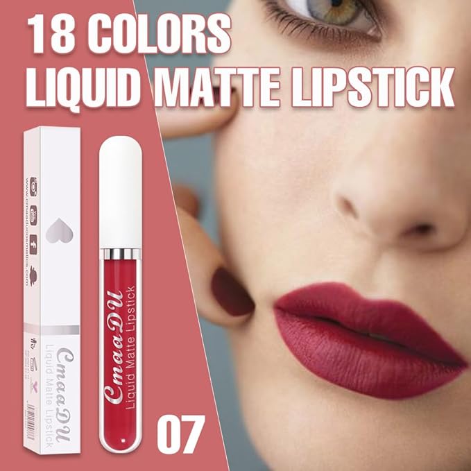 evpct 1Pcs Rose Red Liquid Matte Lipstick Lipgloss Set for Women, labiales mate 24 horas originales matte larga duracion 24 Hour Lipstick Lip Stains Long Lasting Waterproof 24, 07#