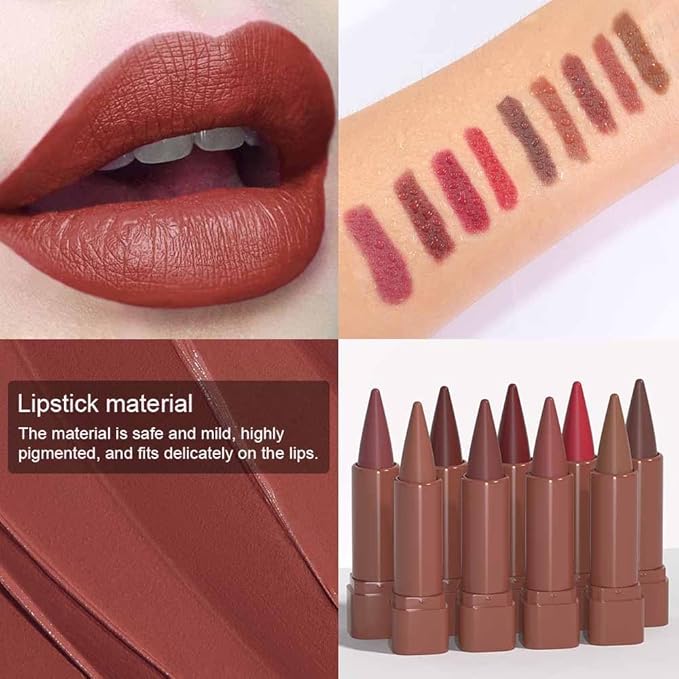 BINGBRUSH 2-in-1 Gradient Matte Lipstick & Lip Liner Set,3Pcs Long Lasting Waterproof Lip Crayon for Women, Flawless Contour, Lightweight Ombre Lip Color Pencil(01#&02#&04#)