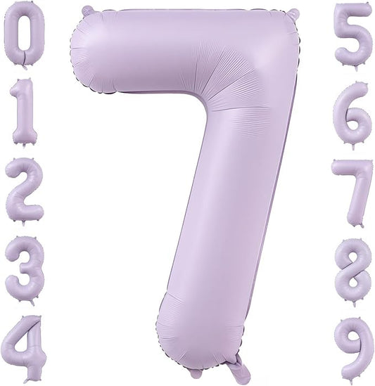 Pastel Purple 7 Number Balloons,40 Inch Light Purple 7 Balloons Large Helium Foil Mylar Purple Number 7 Balloon for Birthday Party Anniversary Decorations