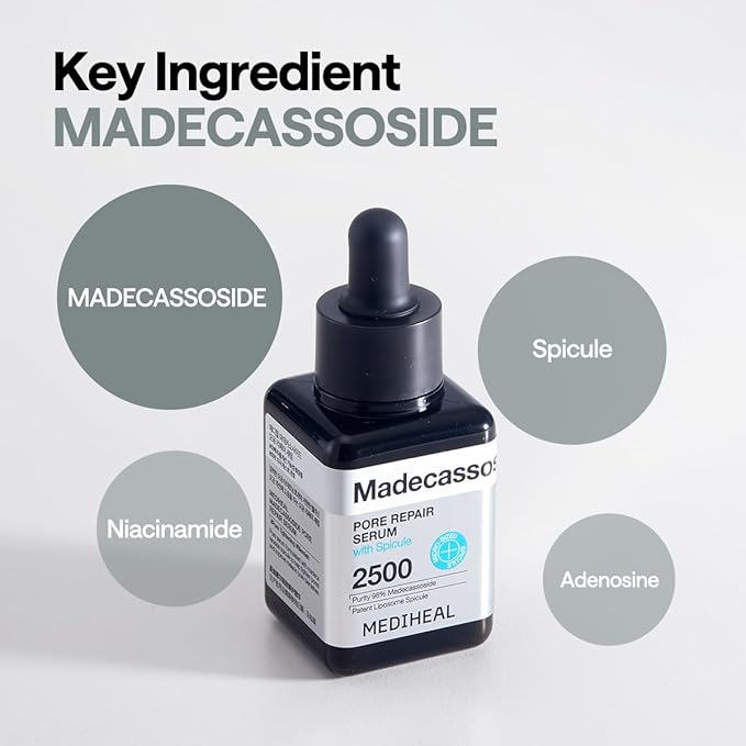Mediheal Madecassoside Pore Repair Serum 1.35 fl.oz | 2,500 ppm Liposome Spicule & 98.5% Purity Madecassoside Included | Improvement of Pore Spot | Soft Texture for Deep Moisturizing | Non-Irritating