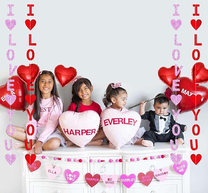 8 Pack I Love You Heart Garland Banner
