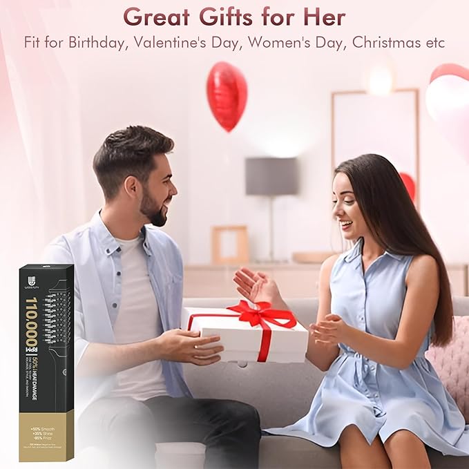 Blow Dryer Brush Hair Straightener: High Speed Hot Air Styler 110,000 RPM for Fast Drying Straightening Volumizing, One Step Volumizer with PTC Smoothing Comb Negative Ion for Silky Frizz-Free (Gold)