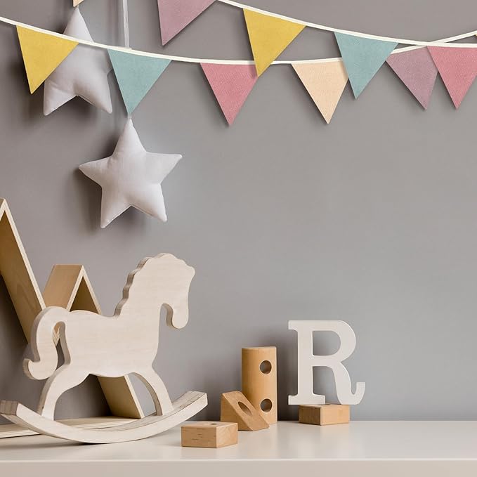 VitalCozy 17 ft Pennant Banner Flags, 2 Pcs Nursery Garland Triangle Bunting Flag Double Side Baby Banner for Boho Decor Baby Shower Birthday Wedding Party Event, Each 8.5 ft(Pastel Color)