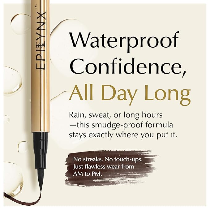 EPILYNX Waterproof Eyeliner - Smudge-Proof Liquid Eyeliner Pen with Precision Tip for Smooth, Long-Lasting Application - Vegan, Hypoallergenic & Gluten-Free Eye Liner - 2mL Brown