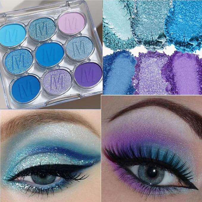Eyeshadow Palette Blue Purple Matte eye shadow makeup for woman,9 colors Blue Purple Matte Eyeshadow Long Lasting Colorful Eye Shadow Plattet