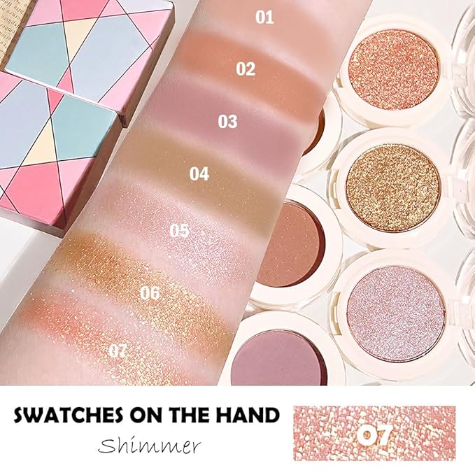 Eyeshadow Single Glitter, High-Pigment Monochrome Eye Shadow Pressed Powder, Everyday Velvety Silky Eye Makeup Looks, Professional Long-Lasting Waterproof Single Eyeshadow Palette, Orange Gold 07